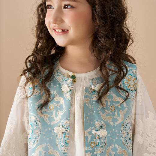 宝相奔鹿国风马甲蕾丝衬衫两件套 110-160 商品图5