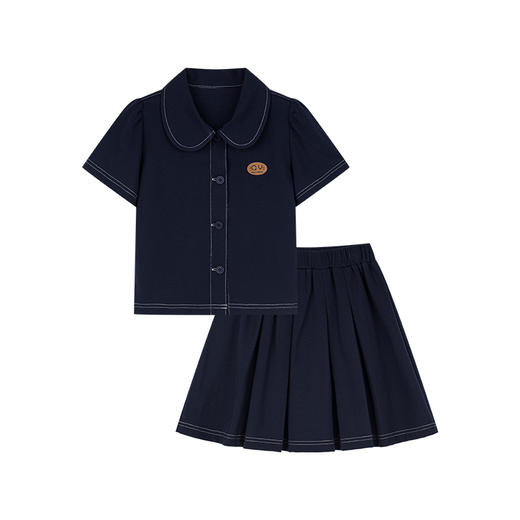 笛莎千与2025夏季新款女童时尚学院风短袖百褶裙套装 商品图4
