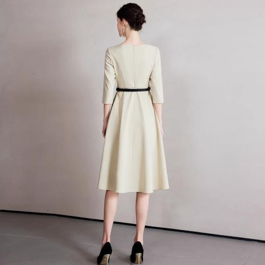 IWY/杏色新款气质春夏季连衣裙女修身收腰显瘦伞裙上班通勤穿搭A字裙Q1265 商品图4