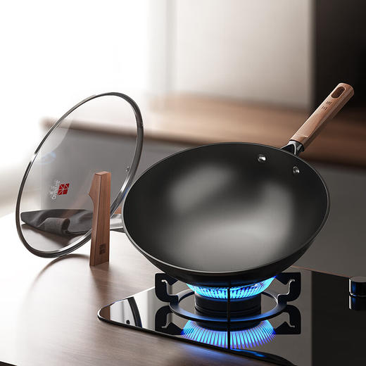 三禾防锈防粘32CM炒锅-TC32T7(圆底)&TC32T8(平底)送花梨木不锈钢铲 商品图4