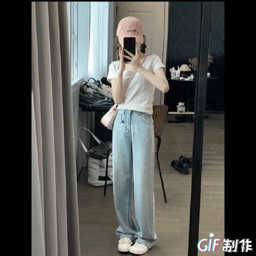 【小粉牌月光蓝牛仔裤】最软的牛仔裤!日常搭配衬衫/T恤也能轻松get时髦感 直筒长裤版型，修饰腿型，显腿长 纹理顺滑，不勾丝不闷热，清洗十分方便 商品图1