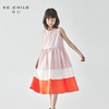 棵初25年夏季新品儿童温柔浪漫无袖连衣裙女童拼接撞色裙摆A字裙 商品缩略图0
