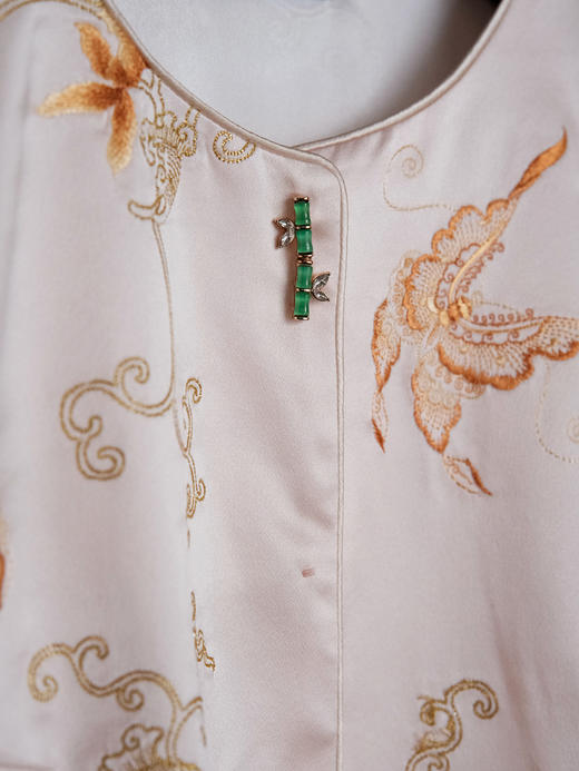 盛唐牡丹| 粉凤仙缠枝福蝶真丝马甲 商品图4