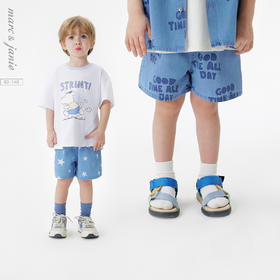 马克珍妮男童趣味印花软牛仔短裤宝宝纯棉裤子2025夏装新款550867