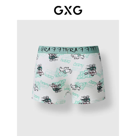 GXG男士【3条装】印花内裤浅绿色性感个性无痕平角裤 商品图2