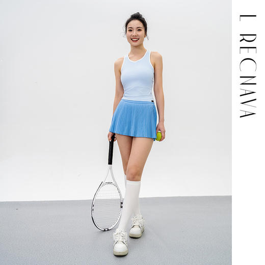 L RECNAVA 撞色无缝一体织中长工字背心 可拆卸胸垫 副乳友好 圆领好穿脱 加宽肩带显瘦 螺纹透气 商品图2