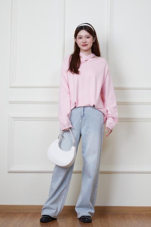 SIA SAYLOR 交叉镂空露肩针织上衣 19836 商品图3