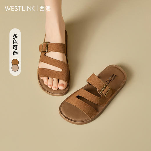 西遇勃肯凉拖鞋女外穿新款夏季超火海边一字拖鞋平底罗马凉鞋V0056534 商品图0