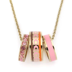 【预售7天左右发货】【香港直邮】COACH/蔻驰三环粉色锁骨项链(配袋子)