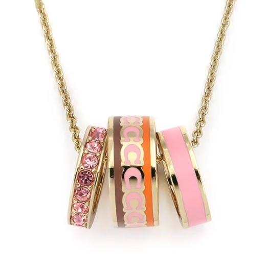 【预售7天左右发货】【香港直邮】COACH/蔻驰三环粉色锁骨项链(配袋子) 商品图0