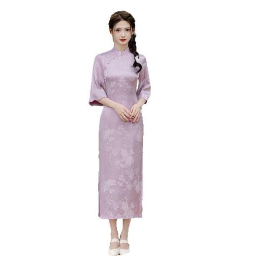 GX苏杭旗袍改良新中式长款倒大袖旗袍2025春夏新款日常可穿提花旗袍 商品图4