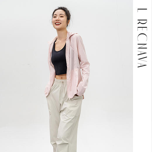 L RECNAVA UPF50+轻薄原纱凉感防晒衣 腋下带透气孔 下摆弧形修身显瘦 隐藏拉链口袋 连帽帽子可收纳 商品图4