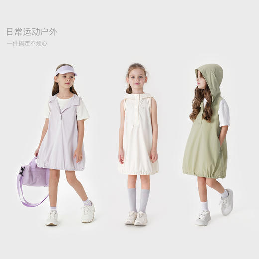 【超轻速干】马克珍妮女童工装户外连帽无袖连衣裙夏装新款250008 商品图1