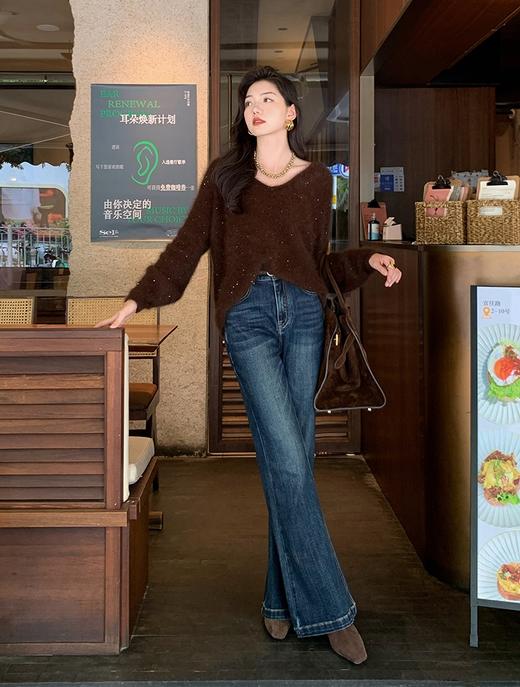 美洋同款济州岛水洗复古魔鬼大长腿微喇牛仔裤 商品图7