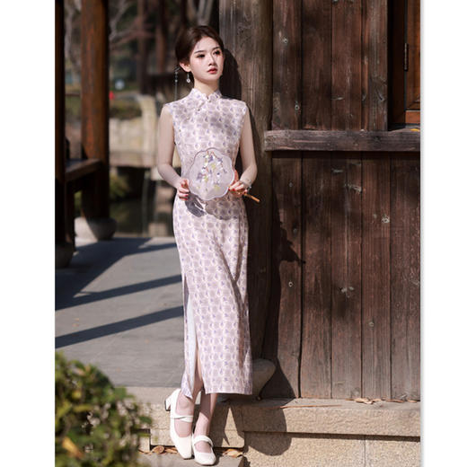 GX时尚改良新中式长款竹节麻无袖旗袍2025春夏新款日常旗袍裙 商品图2