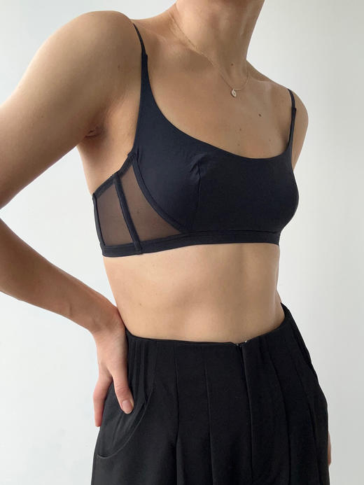 LOAM｜微纤 网纱无钢圈方圆领软文胸 [  黑 / 裸黑 ] 商品图3