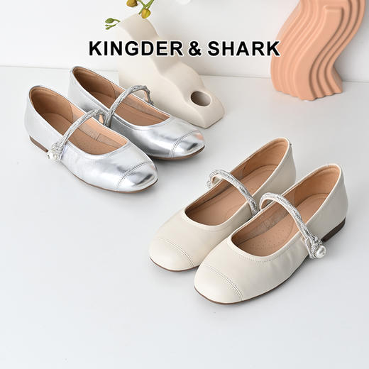 经典鲨2025春季新品时尚简约一字带平底舒适通勤气质单鞋女KG25-517031 商品图0