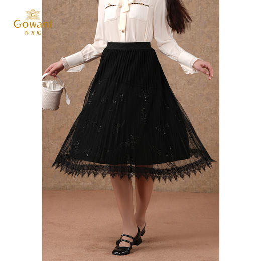 乔万尼新品纱裙刺绣蕾丝优雅半身裙EM3D428 商品图2