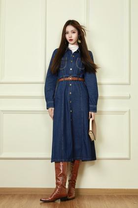LNNNS 复古款牛仔开衫连衣裙 19813
