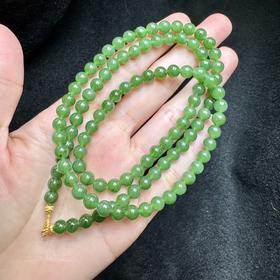 玉美人菲菲^S925和田玉圆珠项链约5mm+