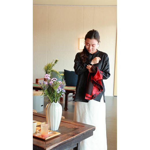 【抖音专属】新中式衬衣（25710127朱黑高定款） 商品图4