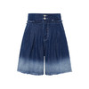 两三事 蓝调倾情 2025春季新款时尚水洗渐变色做旧毛边牛仔短裤女 商品缩略图4