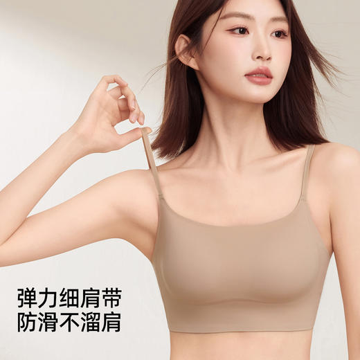 熳洁儿 细肩带抹胸防走光美背内衣无痕隐形一体固定杯25251517 商品图5