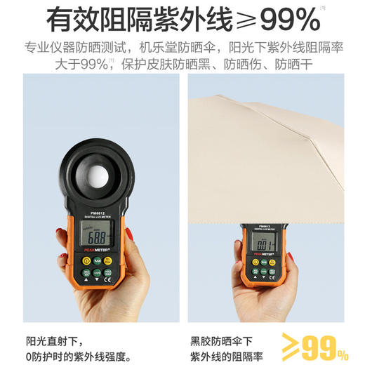 『任选两件69.9元』【糖果色系 7色可选】mini便携黑胶防晒伞 五折六骨 晴雨两用 防晒防雨 五折伞 商品图3