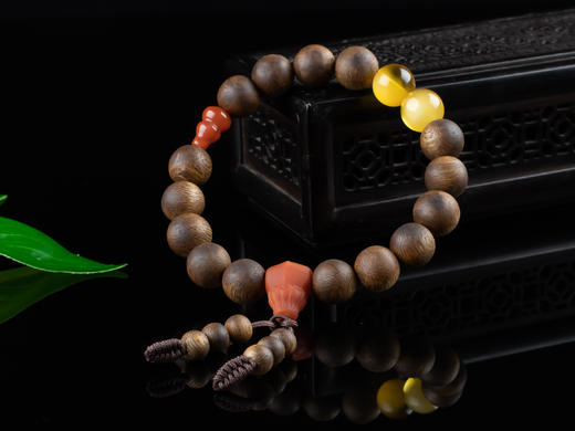 XY0120沉香蜜蜡南红葫芦佛塔手串 商品图3
