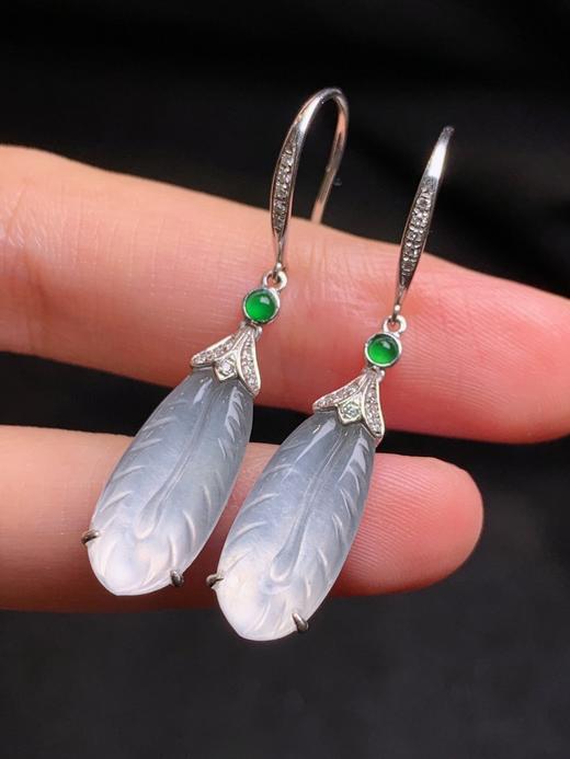 羽毛翡翠耳坠 商品图0