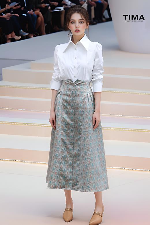 高腰侧抽皱半裙 商品图2