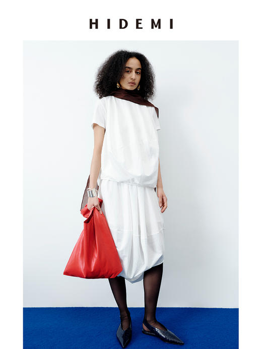 HIDEMI 【当当同款】极简立裁大廓形灯笼设计感手作拼接背心半裙套装 商品图7