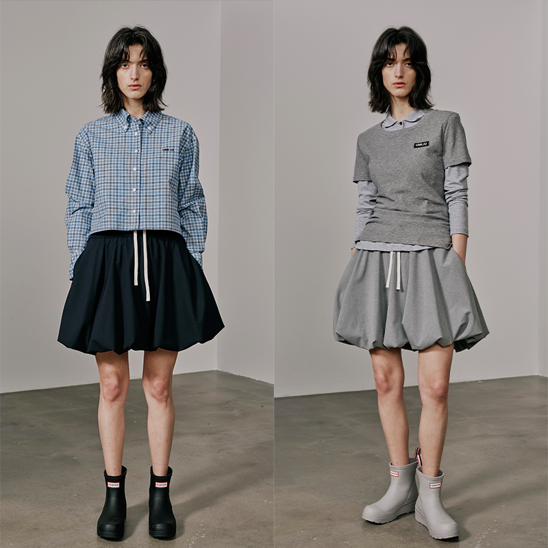 UMILAB【精灵】活泼俏皮 柔软抗皱松紧腰防走光花苞半裙D761W