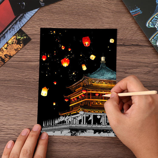 故宫夜景手工刮刮画国内经典地标建筑刮画学生创意玩具打卡刮刮画 商品图2