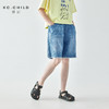 棵初2025年夏季新款童装休闲直筒裤中大童经典磨白毛须边牛仔短裤 商品缩略图0