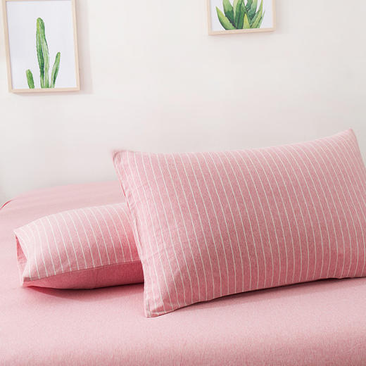 【针织棉枕套】日式无印全棉针织棉枕头套良品简约条纹纯棉单人天竺棉枕套一对 商品图11