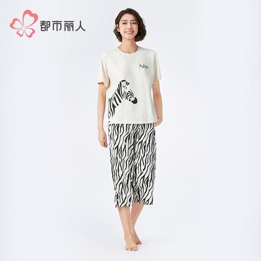 都市丽人生活家居女士棉质短袖套装薄40支TC拉架短袖类LHH2D7 商品图1