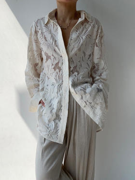 DONSEE10｜DS10SS2515-D 白色蕾丝镂空衬衫