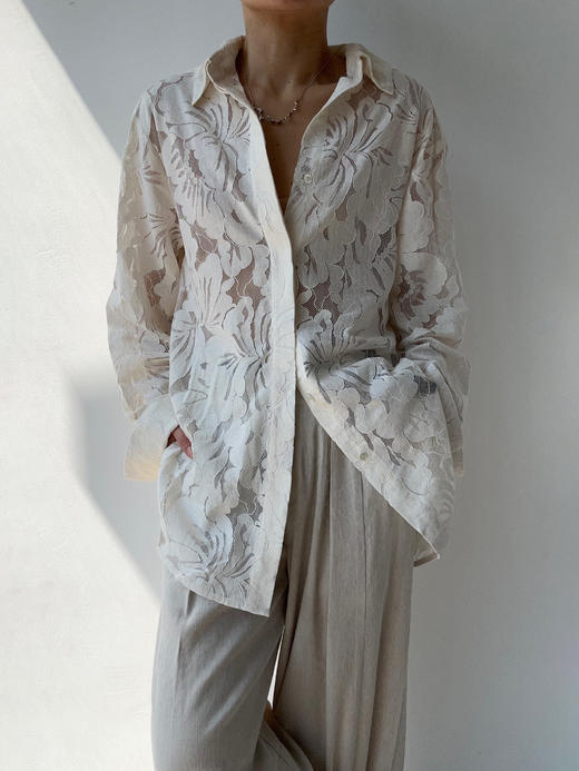 DONSEE10｜DS10SS2515-D 白色蕾丝镂空衬衫 商品图0