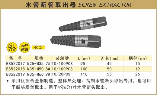 波斯 水管断管取出器	M35-M50 8#	BS522018 商品图0