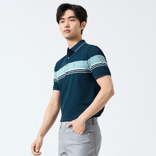 柒牌polo衫短袖男夏季新款定位条字母提花休闲翻领T恤128T73030 商品图1