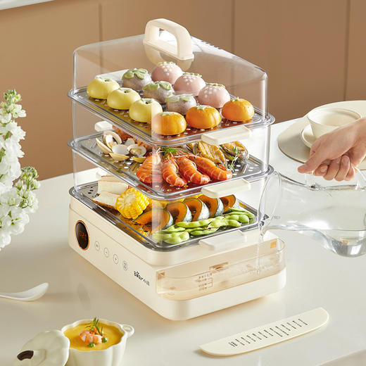 小熊/Bear 电蒸锅 DZG-CB3P2 米白色 电子式 三层蒸 商品图3