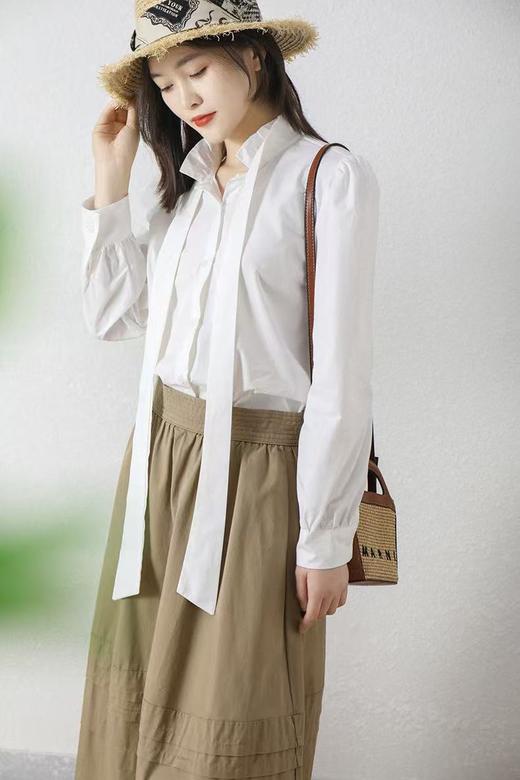 冰点价！仅限11.11！退货勿拍 原创设计师品牌- CHUMO初沫8001设计感系蝴蝶结花边领韩版衬衫-喜出 商品图4