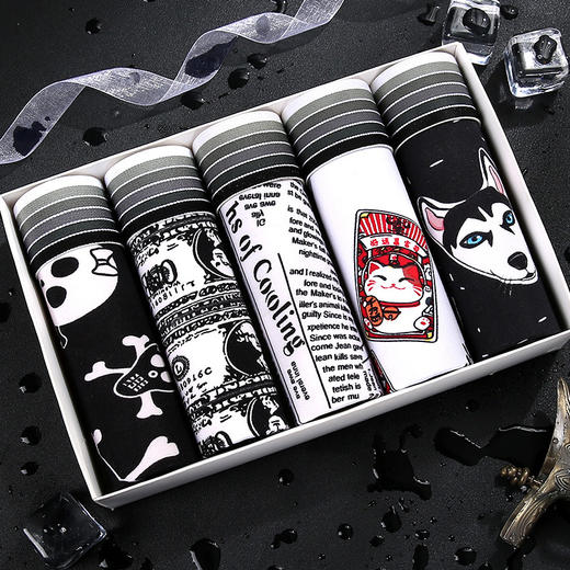 【可爱卡通设计，时尚潮流】五条装！男士内裤 青少年平角内裤 卡通高初中大学生 卡通四角短裤-QQ 商品图11