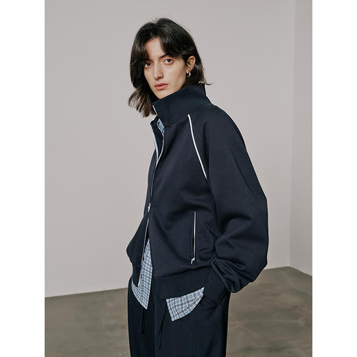 UMILAB【自在】抗皱空气层软糯亲肤双开拉链宽松卫衣外套E220W 商品图2