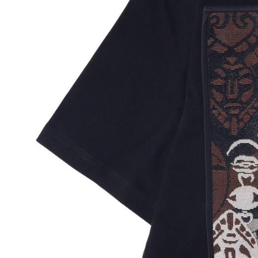 T2790夏季高级感新款国风撞色刺绣圆领短袖T恤百搭潮流宽松复古上衣 商品图4