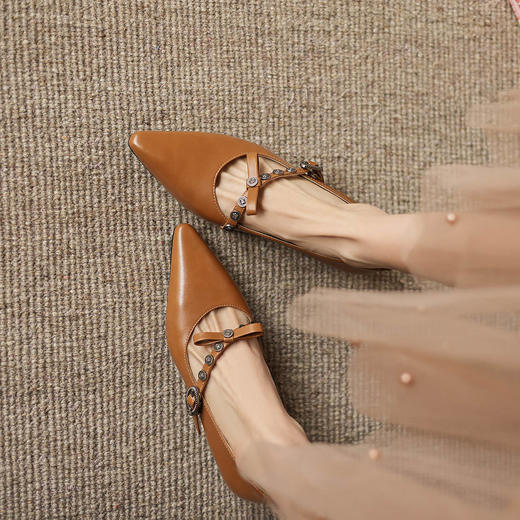 阿么手工女鞋法式一字带玛丽珍鞋真皮2025新款内增高浅口单鞋3CM 商品图2