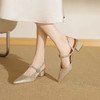 阿么手工女鞋水钻粗跟一字带后空凉鞋2025新款优雅百搭中跟鞋4CM 商品缩略图3