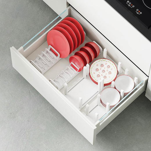 【白色多规格可选】娜家橱柜分隔碗碟架 商品图0