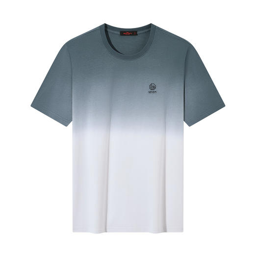 【国风图案T恤/渐变吊染】柒牌圆领短袖T恤夏季薄款男士纯棉体恤128T70810 商品图4